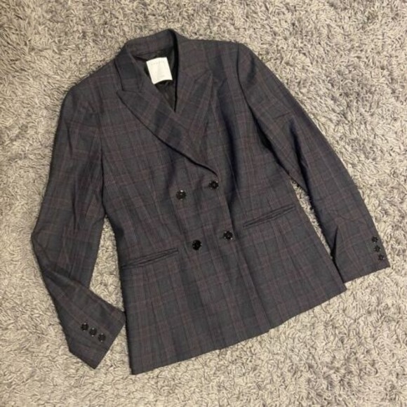 SANDRO Paris Oscar Plaid Double Breasted Blazer Jacket Size 38 Wool Blend $520.0 - Picture 9 of 16
